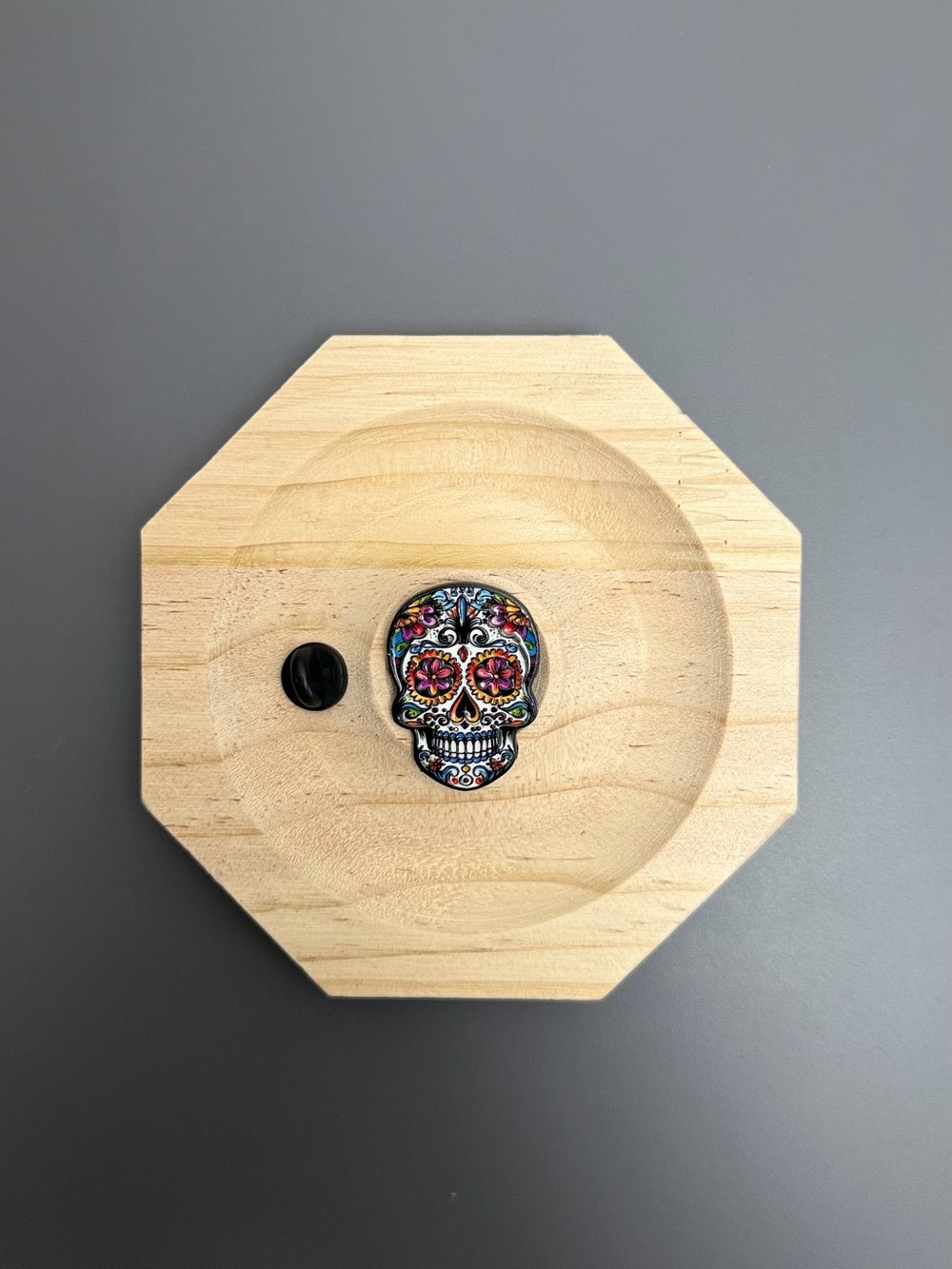 Colorful Floral Sugar Skull Pin Day of the Dead Dia de los Muertos Brooch